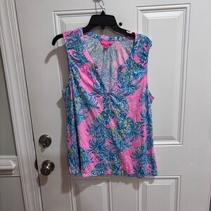 Pink and Blue Sleeveless Top
